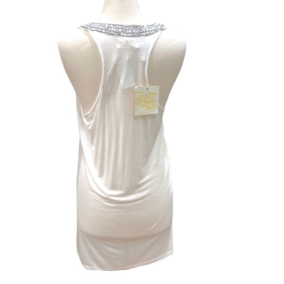 NWT Torn by Ronny Kobo Long White Tank with Rhinestones Racer Back SZ L - Picture 4 of 11